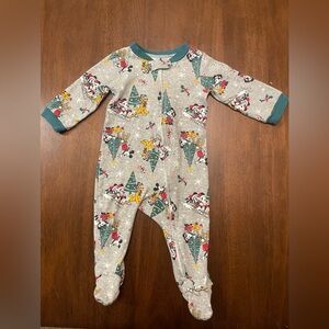 Disney Gray Holiday Character Footed One-Piece Pajamas